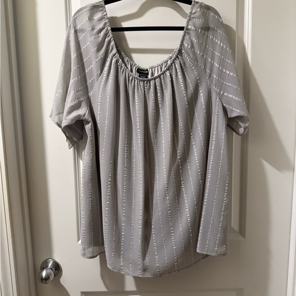 Torrid Light Gray Striped Blouse
